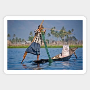 Fisherman from Inle Lake, Burma. Sticker